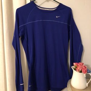 Nike Dri-fit long sleeve running top- blue, L